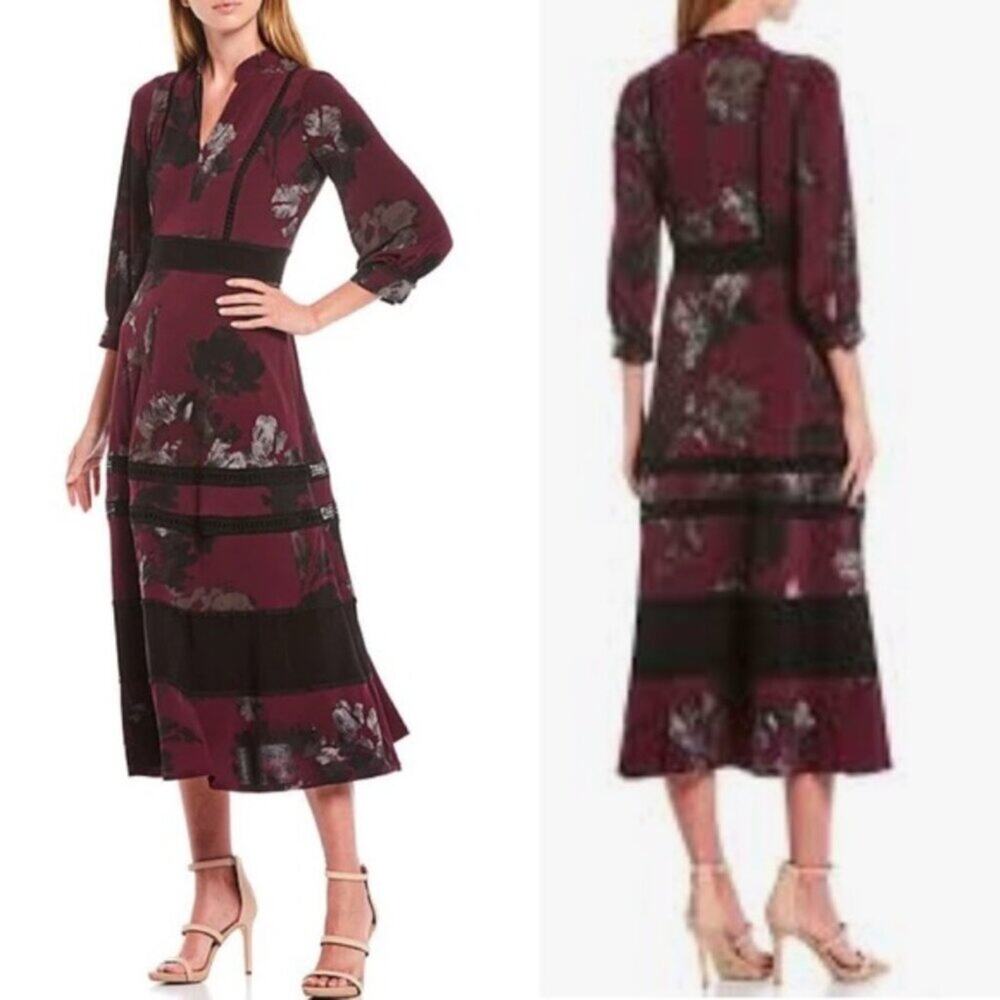 Taylor midi burgundy MIDI dress $139